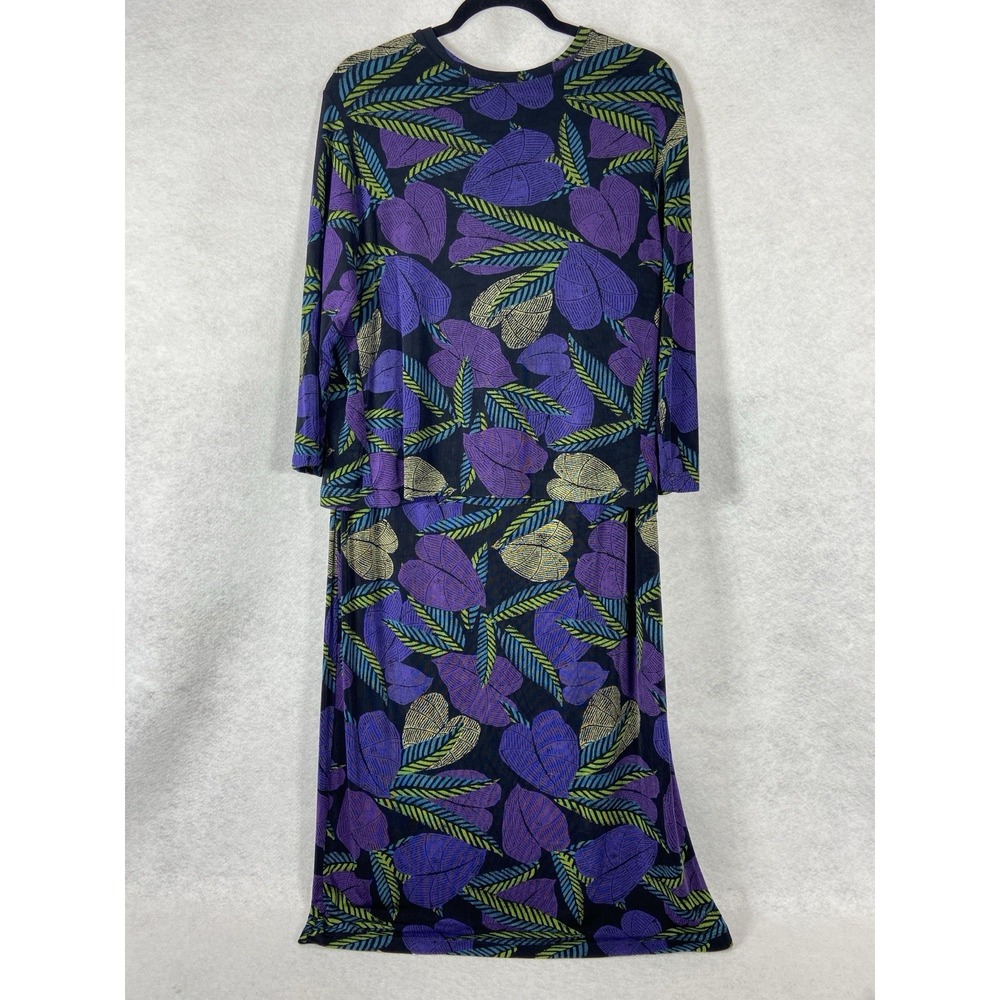Chico's Travelers 2PC Skirt Set Top Size 2 Skirt Size 3 Purple Black Slinky